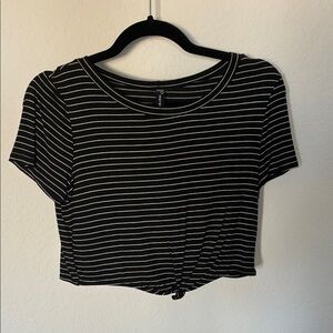 Black and White Striped Women's Top M